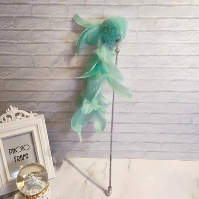 Jucărie pentru pisici tip undiță cu pene colorate