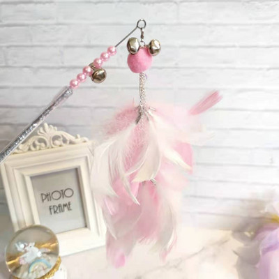 Jucărie pentru pisici tip undiță cu pene colorate