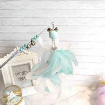 Jucărie pentru pisici tip undiță cu pene colorate