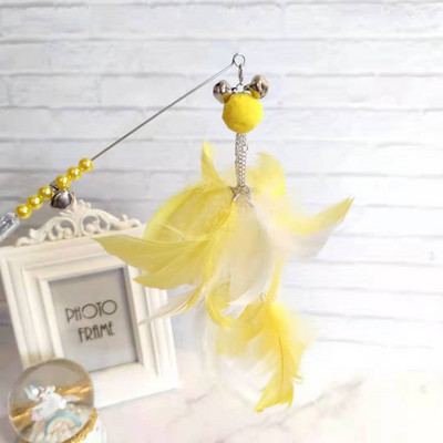 Jucărie pentru pisici tip undiță cu pene colorate