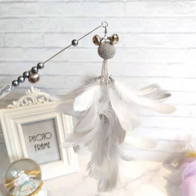 Jucărie pentru pisici tip undiță cu pene colorate