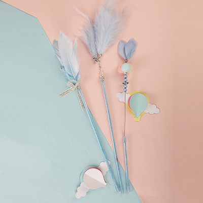 Undița de pescuit tip jucărie pisică - set de trei sau una