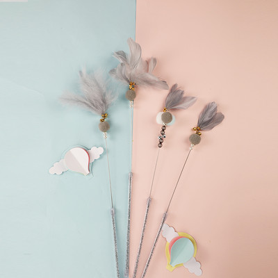 Undița de pescuit tip jucărie pisică - set de trei sau una