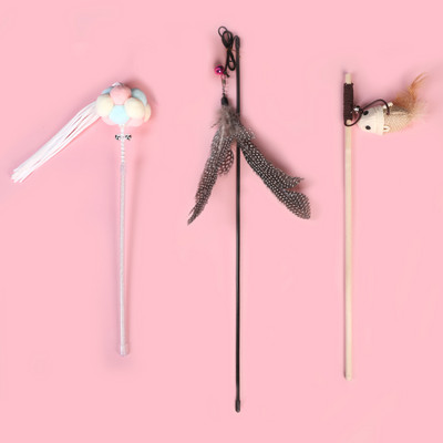 Jucărie pisică cu pene mai multe modele