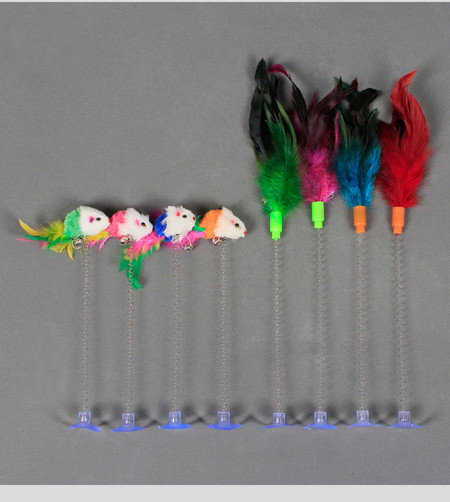 Jucărie pentru pisici cu pene și culori diferite