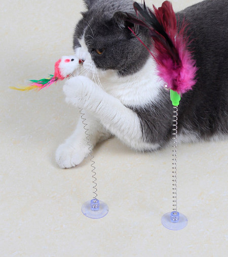 Jucărie pentru pisici cu pene și culori diferite