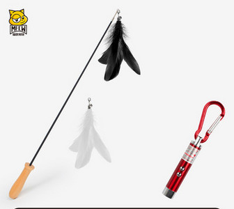 Undiță jucărie cu pană pentru pisici