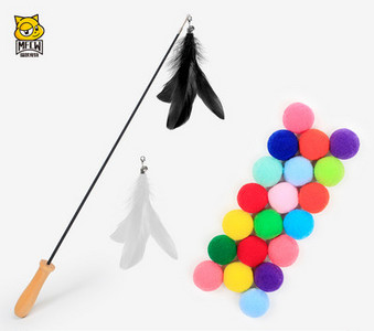 Undiță jucărie cu pană pentru pisici