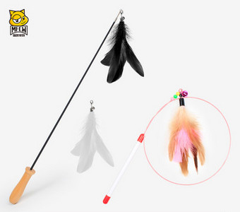 Undiță jucărie cu pană pentru pisici