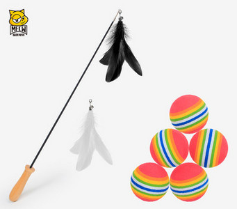 Undiță jucărie cu pană pentru pisici