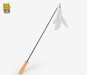 Undiță jucărie cu pană pentru pisici