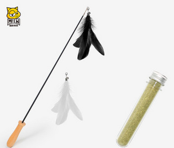 Undiță jucărie cu pană pentru pisici