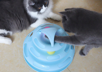 Кръгла пластмасова играчка с топчета за котки