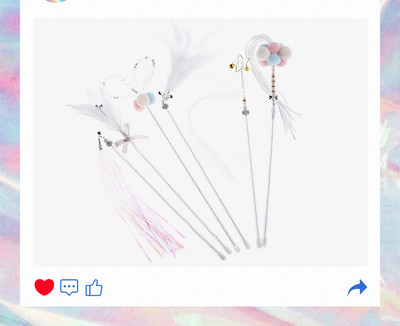 Undiță jucărie pisică - set de 1,3 sau 6 bucăți