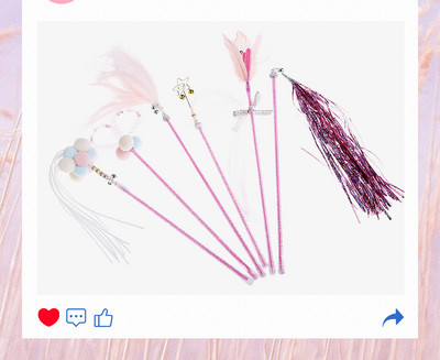 Undiță jucărie pisică - set de 1,3 sau 6 bucăți