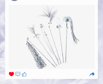 Undiță jucărie pisică - set de 1,3 sau 6 bucăți