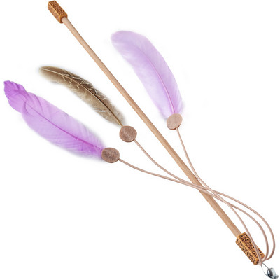 Kaķu rotaļu makšķere ar spalvām