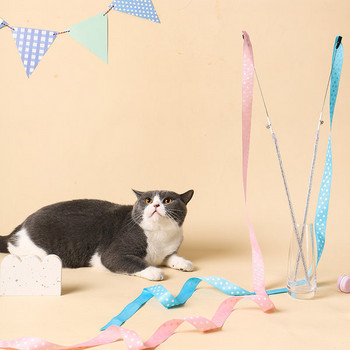 Μπαστούνι παιχνίδι γάτας με κορδέλα σε δύο χρώματα