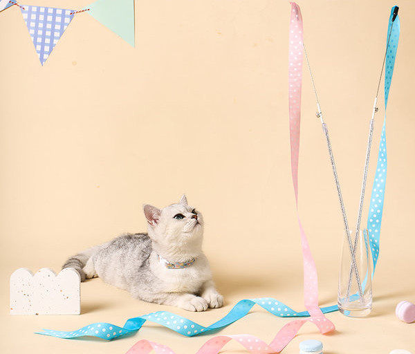 Mačka igračka štap s trakom u dvije boje