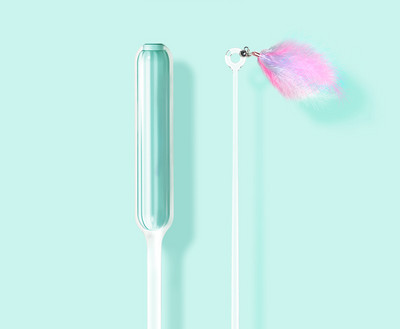 Παιχνίδι καλάμι με φτερό για γάτες σε διάφορα χρώματα