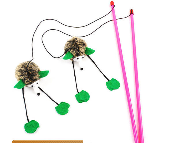 Žaislinė meškerė katėms - su skirtingais pakabučiais