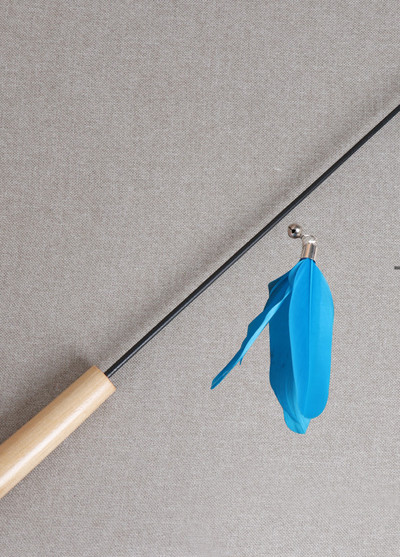 Undiță de pescuit jucărie pisică cu pene - 2 buc