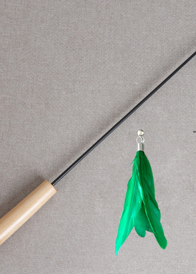 Undiță de pescuit jucărie pisică cu pene - 2 buc