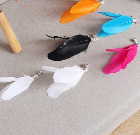 Undiță de pescuit jucărie pisică cu pene - 2 buc