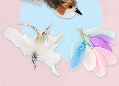 Sulgedega mänguasi kassidele