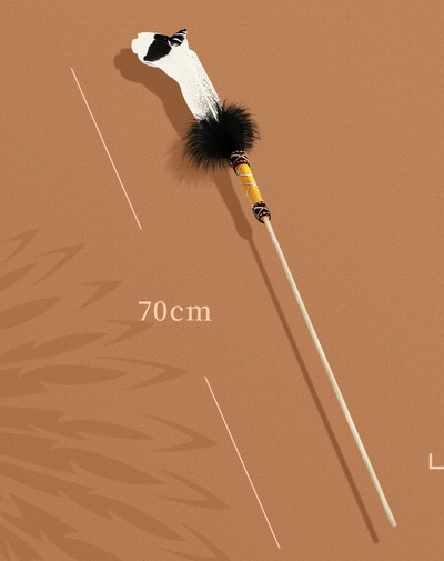 Drvena igračka s perjem za mačke tipa štap za pecanje