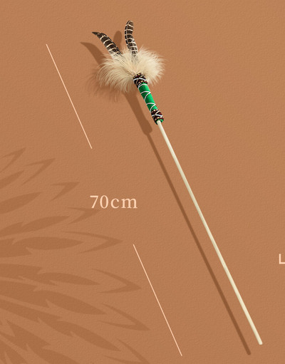 Drvena igračka s perjem za mačke tipa štap za pecanje