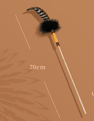 Drvena igračka s perjem za mačke tipa štap za pecanje