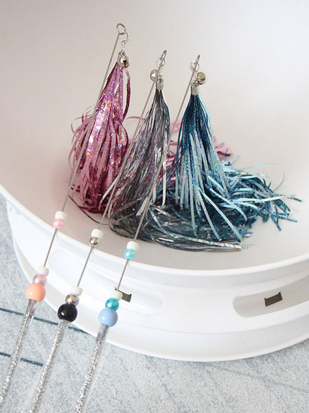 Undiță de pescuit jucărie pisică cu ciucuri