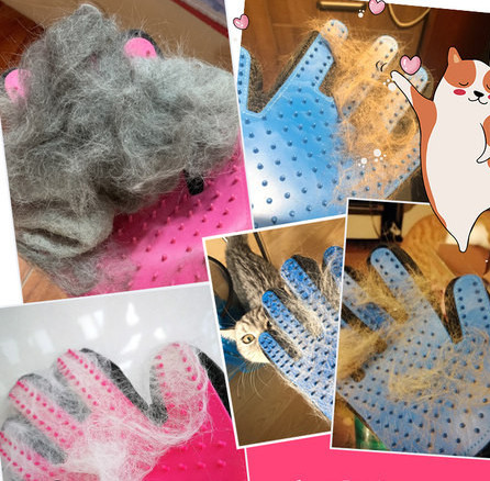 Mănușă textilă cu cauciuc pentru pieptănarea unei pisici