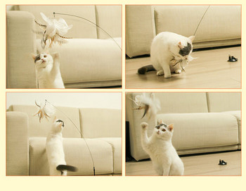 Καλάμι παιχνίδι γάτας με μενταγιόν από πούπουλα