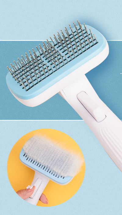 Kaķu ķemmes birste ar vieglas tīrīšanas funkciju