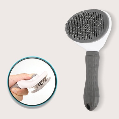 Kasside kammimise pintsel, millel on nööp karvade eemaldamiseks