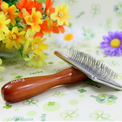 Perie cu maner din lemn - pentru o pisica