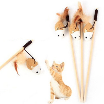 Cat wooden fishing rod for play