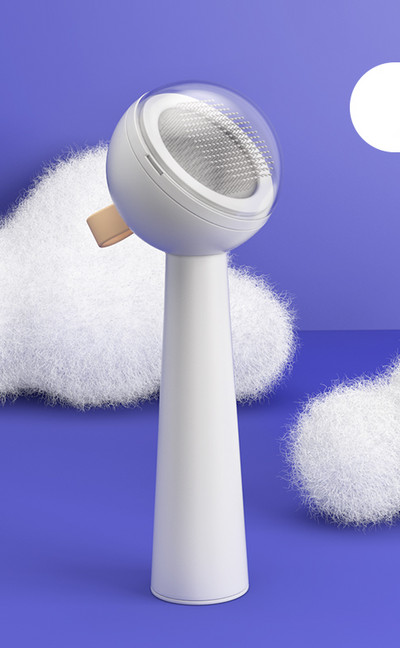 Perie rotunda din plastic pentru blana de pisica