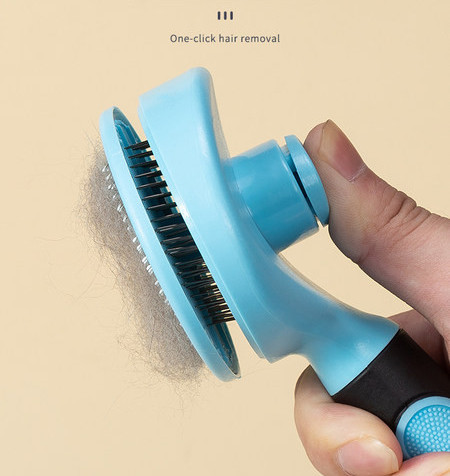 Perie din plastic pentru păr de pisică cu funcție de curățare ușoară