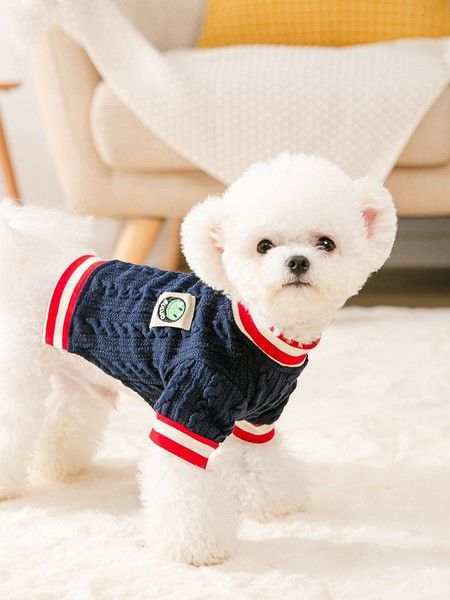 Pulover tricotat toamna-iarna cu emblema pentru caini