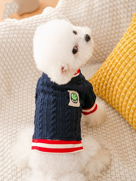 Pulover tricotat toamna-iarna cu emblema pentru caini