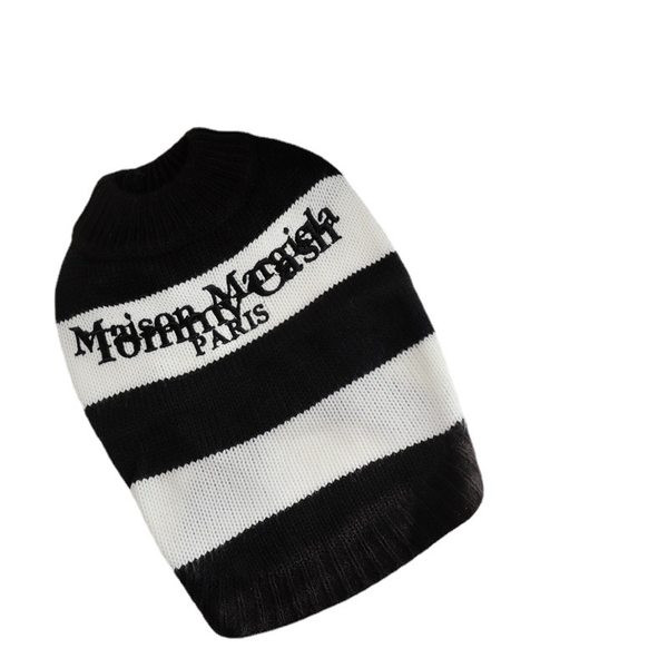 Pulover tricotat cu dungi pentru caini