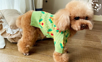 Vesta tricotata pentru caini cu model floral