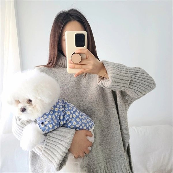 Vesta textila cu model floral pentru caini