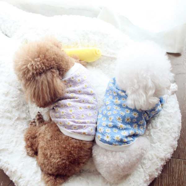 Vesta textila cu model floral pentru caini