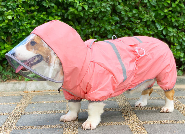 Pelernă de ploaie impermeabilă pentru câini cu bandă reflectorizantă