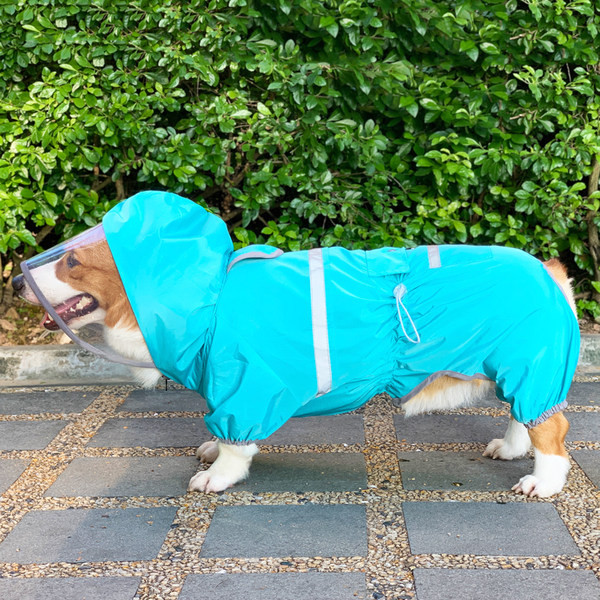 Pelernă de ploaie impermeabilă pentru câini cu bandă reflectorizantă