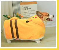 Halat de baie cu gluga pentru caini in doua culori